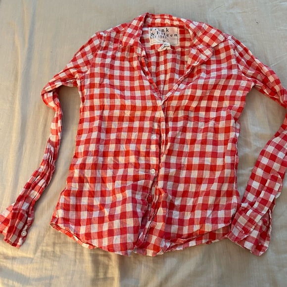 Frank & Eileen Pink Barry Gingham Linen Shirt (T2) - Picture 5 of 6